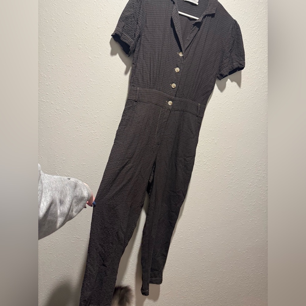 Urban Outfitters Gingham Collared Button-Front Jumpsuit | Medium - Picture 7 of 12
